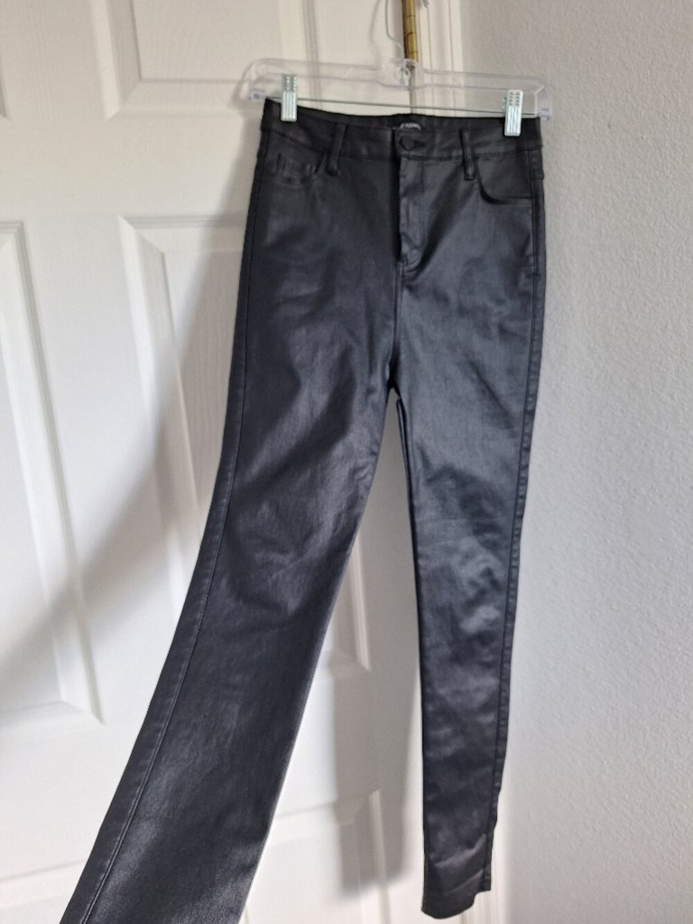 Apperloth Black Coated Skinny Pants Faux Leather Look High Rise